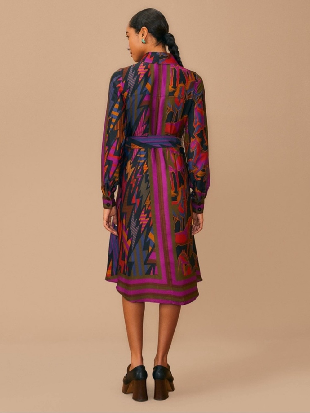 Farm Rio Black Mixed Wild Horses Shirtdress - Picture 7 of 9